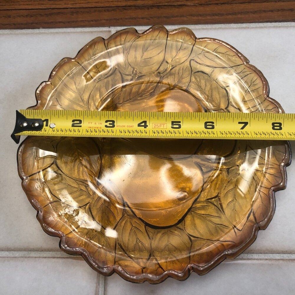 Indiana Glass Amber Pear Dish | Pressed Glass Fruit Pattern | Serving Plate - Picture 6 of 7